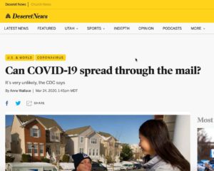 COVID-19 Mail Media Coverage: DeseretNews, Salt Lake City, UT - 2020-03-24.