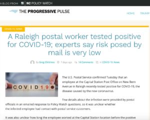 COVID-19 Mail Media Coverage: NC Policy, Watch Raleigh NC - 2020-03-18.