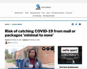 COVID-19 Mail Media Coverage: WCPO, Cincinnati, OH - 2020-03-24.