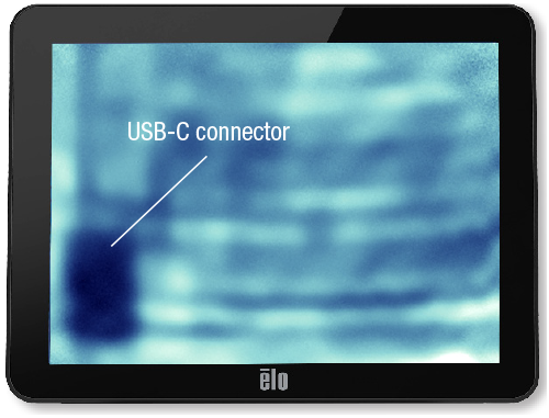 Elo screen showing USB-C connector