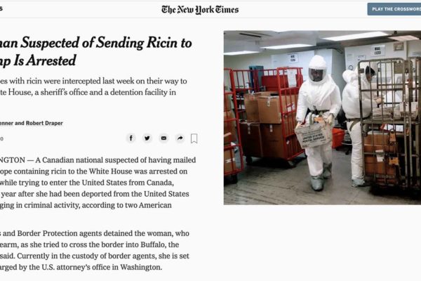 Mail & Ricin: New York Times.