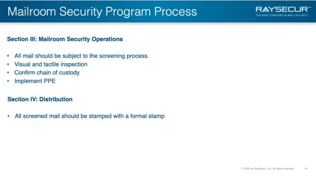 Mail Security Risk Assessment SOP Planning 16 - Mailroom Security Operations.