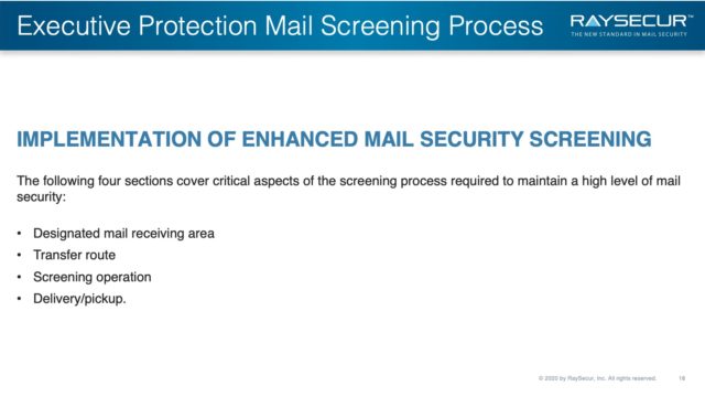 Mail Security Risk Assessment SOP Planning 18 - Exec Protection Mail Screening Implementation.