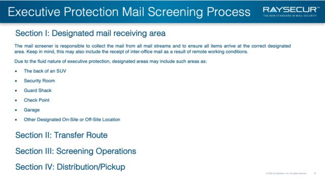Mail Security Risk Assessment SOP Planning 19 - Exec Protection Mail Receiving Area.