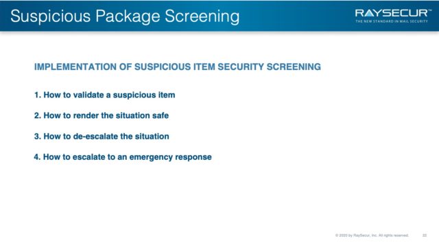 Mail Security Risk Assessment SOP Planning 22 - Suspicious Package Screening Implementation.