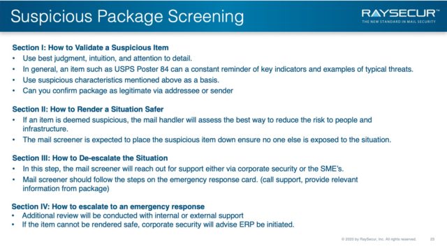 Mail Security Risk Assessment SOP Planning 23 - Suspicious Package Validation Safety.