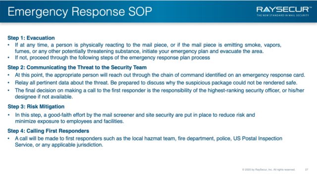 Mail Security Risk Assessment SOP Planning 27 - Mail Security ERP Steps.