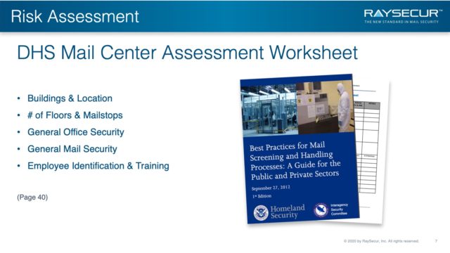 Mail Security Risk Assessment SOP Planning 7 - DHS Assessment Worksheet.