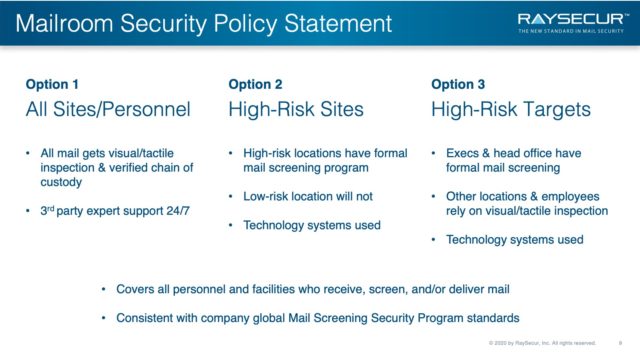Mail Security Risk Assessment SOP Planning 9 - Mailroom Security Policy Statement Options.